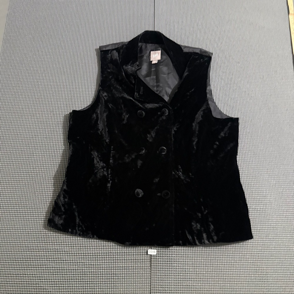J. Jill Womens Black Textured Velvet Double Breasted Vest Size M